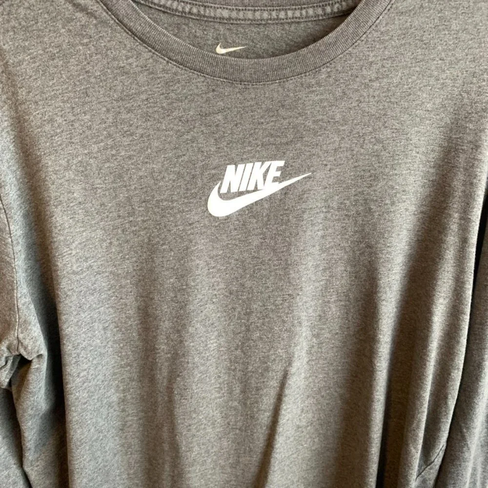 Nike Gray The Nike Tee Logo Long Sleeve Shirt